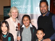 Students from the Pizzicato Effect and Mrs Chernov with Jay Laga'aia at 2012 Education Week Students from the Pizzicato Effect and Mrs Chernov with Jay Laga'aia at 2012 Education Week
